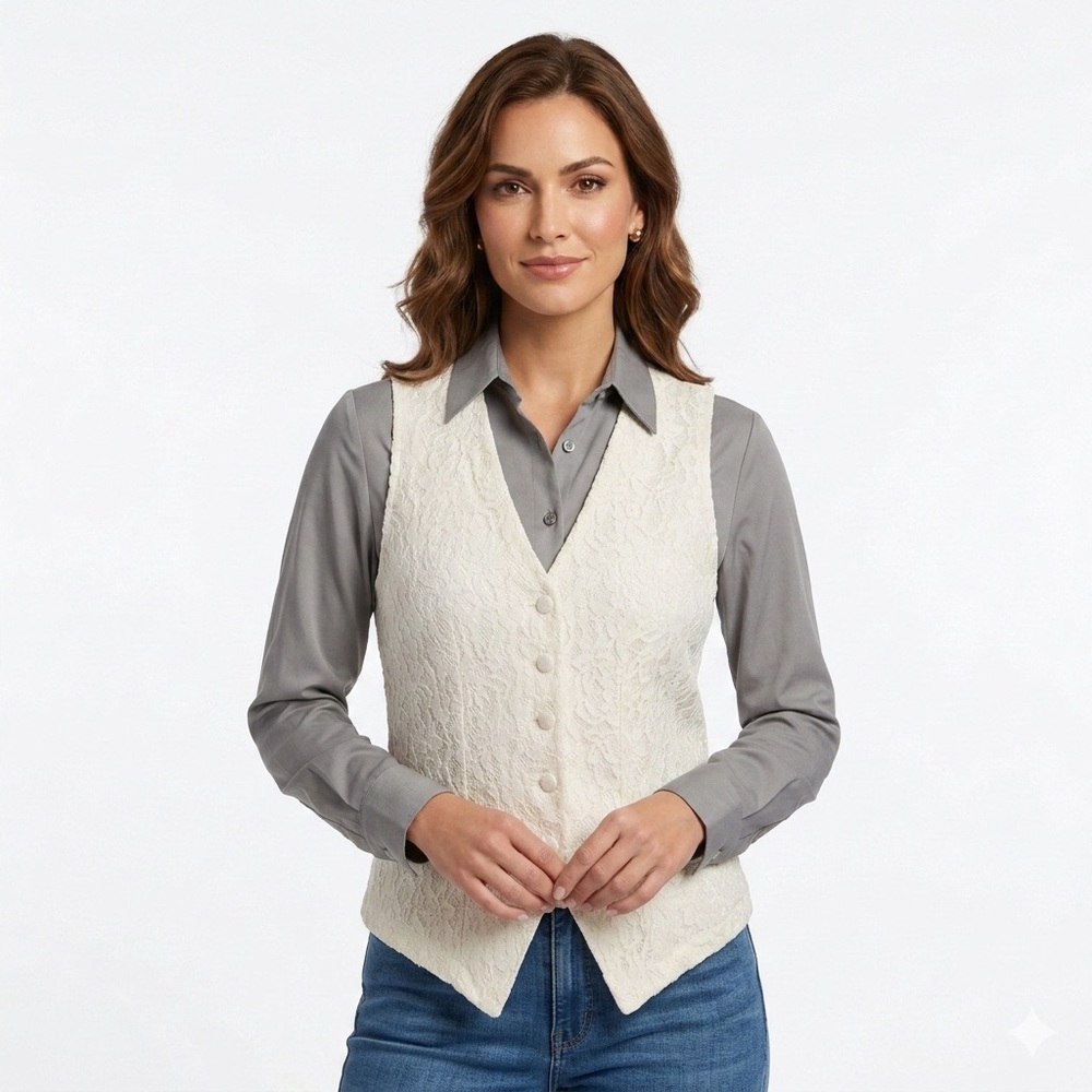 Envious Cream Lace Vest